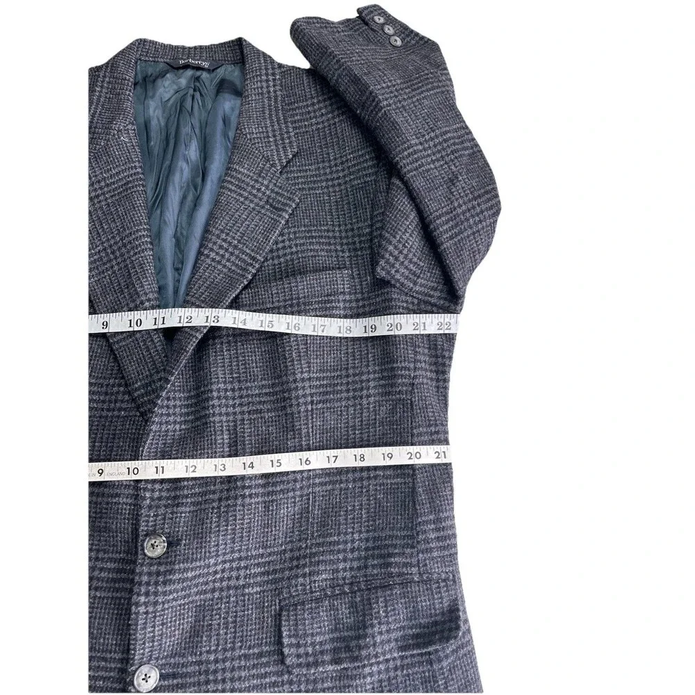 Vintage Burberry Men 42L Glen Plaid Wool Tweed Sport Coat Designer Jacket